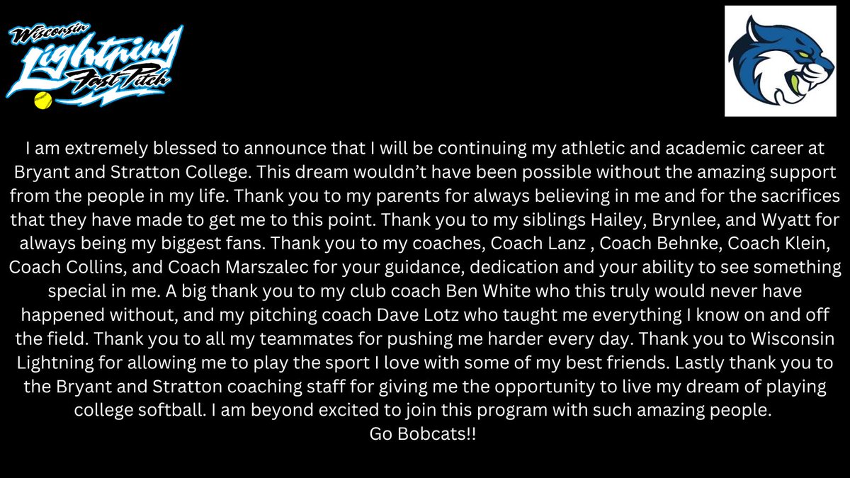 Committed!! Go Bobcats!! 🩵💚🤍 <a href="/WI_LightningSB/">WI Lightning SB</a> <a href="/wilightning08/">Wisconsin Lightning 2008</a> <a href="/BHSDemonsSB/">Burlington Demons SB🥎</a> <a href="/bscsoftball_wi/">Bryant & Stratton College Softball (WI)</a> <a href="/CoachDeanHerman/">Coach Dean</a> <a href="/CoachEHayworth/">Coach E</a>