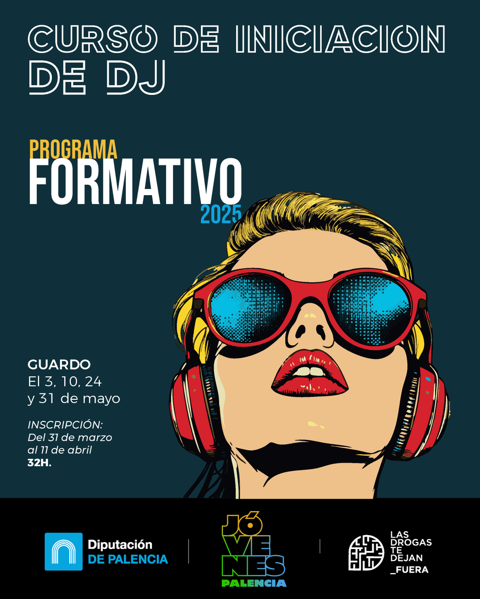 🔊 Abren las inscripciones para el Curso de Iniciación a DJ en Guardo. Si siempre has soñado con mezclar, crear y hacer vibrar las pistas, ¡es tu momento!
📝 Inscríbete ahora y comienza a transformar tu pasión en tu nuevo hobby o carrera.
diputaciondepalencia.es/sitio/juventud…