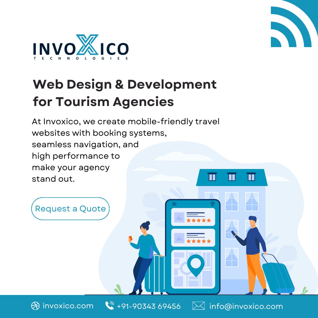 invoxicotech's tweet image. Turn Visitors into #Travelers with a Stunning Website! ✈️🌍

At #Invoxico, we specialize in custom #travelagency #webdesign, ensuring mobile-friendly layouts, fast loading speeds, and seamless navigation.

📧 Email: info@invoxico.com
🌐tinyurl.com/3vc7a4ph

#travelwebsite