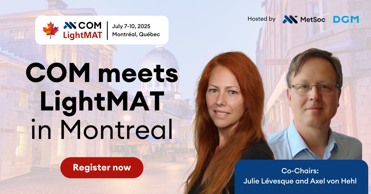 CIMetSoc's tweet photo. Join Us at COM LightMAT 2025!
Conference Co-Chairs Julie Lévesque and Axel von Hehl invite you to be part of COM LightMAT 2025.
July 7-10, 2025 | Montréal, Québec
🔗 Register now: https://t.co/h43sReCEto
#AnnualCOM #LightMAT https://t.co/5rqsMhmsyT