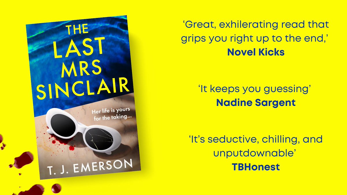 Thank you to <a href="/NovelKicks/">Novel Kicks</a>, Nadine Sargent and <a href="/TBHONEST_UK/">TBHonest🐝</a> for their recent reviews on #TheLastMrsSinclair by <a href="/TraceyJEmerson/">T J Emerson</a> #blogtour 

Pick up a copy today ➡️ mybook.to/LastMrsSinclair