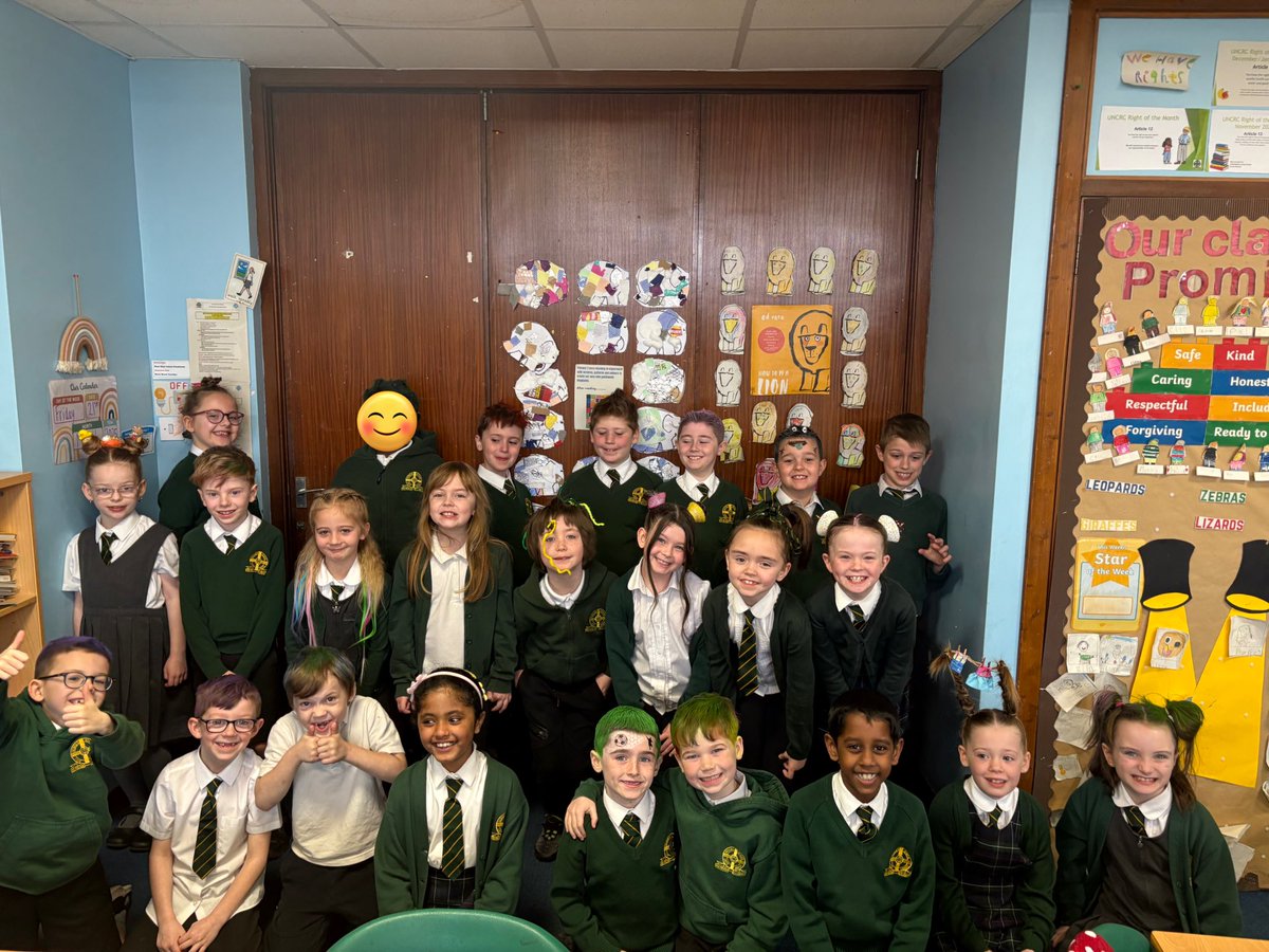 Well done to primary 3 for participating in crazy hair day to raise money for our Lenten charity Mary’s Meals! I love these crazy styles🤪