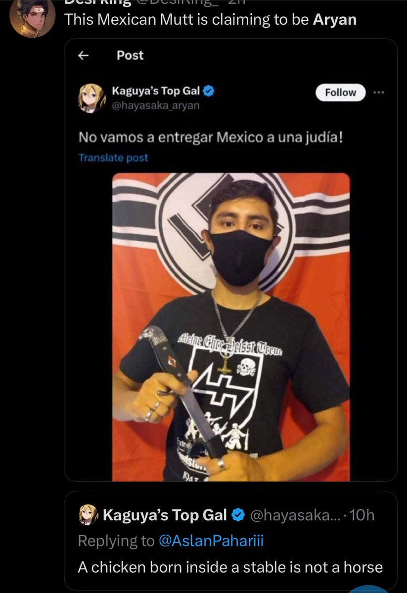 meph1stopheles_'s tweet photo. @hayasaka_aryan @AslanPahariii You’re not an Aryan niggher https://t.co/WqNihU28Fi