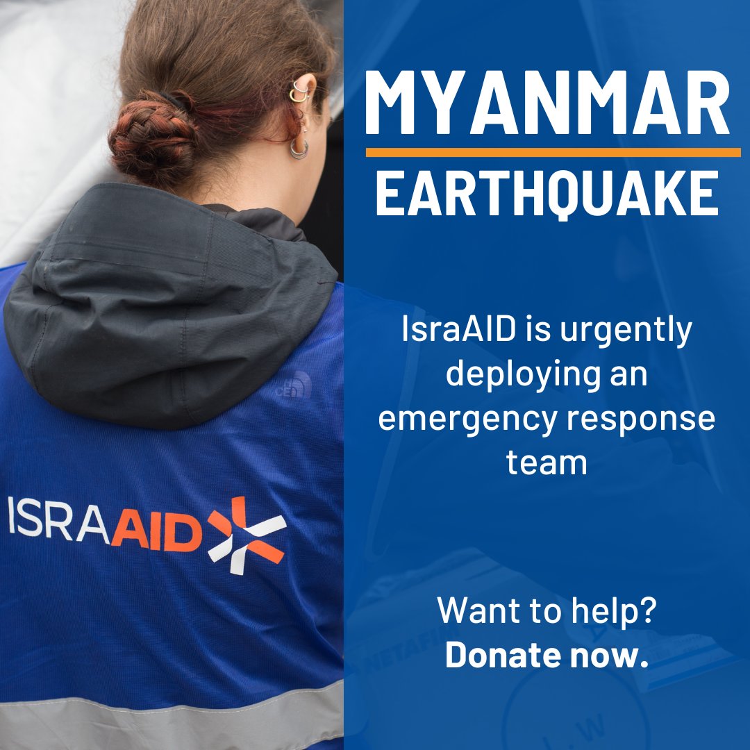 Following the devastating 7.7 magnitude earthquake in Myanmar and Thailand, IsraAID's emergency team has arrived in the region to respond. 

The team will conduct assessments in the coming days, focusing on access to safe water, sanitation, and hygiene.