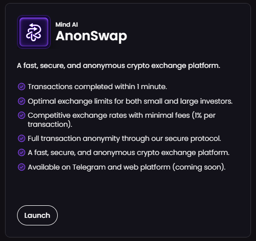 TheCryptoProfes's tweet photo. Some projects are undervalued here. One of those is @MindAIProject, who have very ambitious plans on their roadmap for 2025.

One of the flagship products is already live, a TG bot called Mind Swap that allows fast, secure and anonymous bridging between tokens and chains, and it takes minutes to conduct the trades, with step by step prompts at each point. 

$MDAI is built for people to have seamless access to services and one I expect to add a lot of value to people's experiences during the cycle, particularly those looking to avoid using CEX or with limited bridging options/experience.