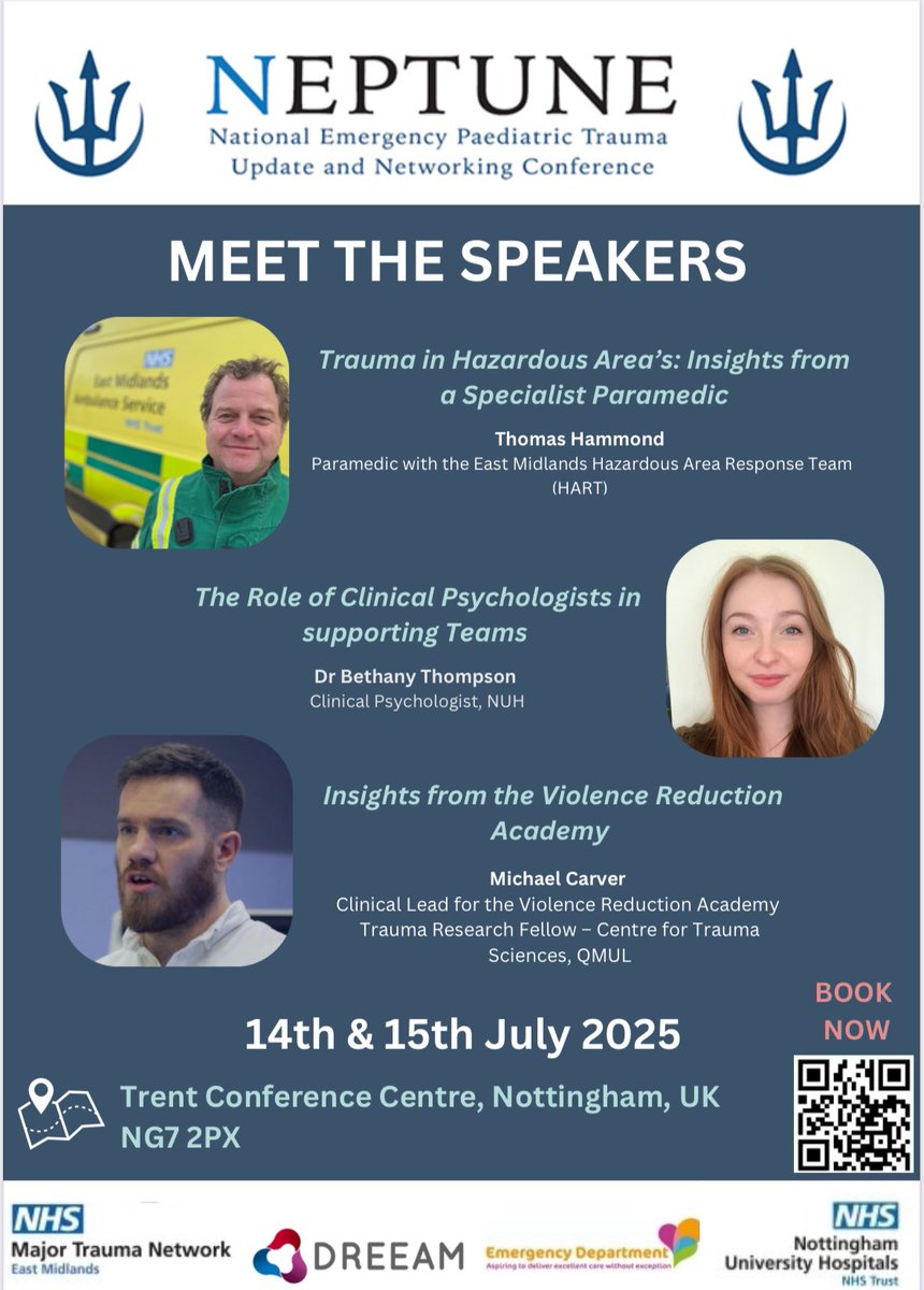 This line up is looking fantastic!!! 

Book now to attend the conference, workshops and networking dinner tickets also available!!

neptunebookings.dreeam.ac.uk

#NEPTUNE25 #paediatrictrauma