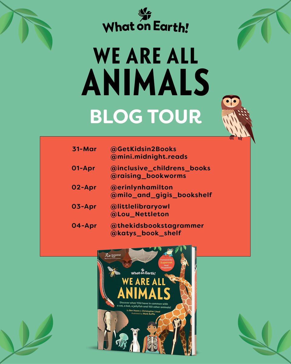 Get Kids into Books (@getkidsin2books) on Twitter photo I’m kicking off the blog tour today for We Are All Animals, a fascinating kids’ nonfiction book which explores what makes humans and animals so similar.
Click link for my review 👉🏼 getkidsintobooks.com/2025/03/31/we-…
<a href="/whatonearthbook/">What on Earth! Books</a>
#bookreview #blogtour #childrensnonfiction I’m kicking off the blog tour today for We Are All Animals, a fascinating kids’ nonfiction book which explores what makes humans and animals so similar.
Click link for my review 👉🏼 getkidsintobooks.com/2025/03/31/we-…
<a href="/whatonearthbook/">What on Earth! Books</a>
#bookreview #blogtour #childrensnonfiction