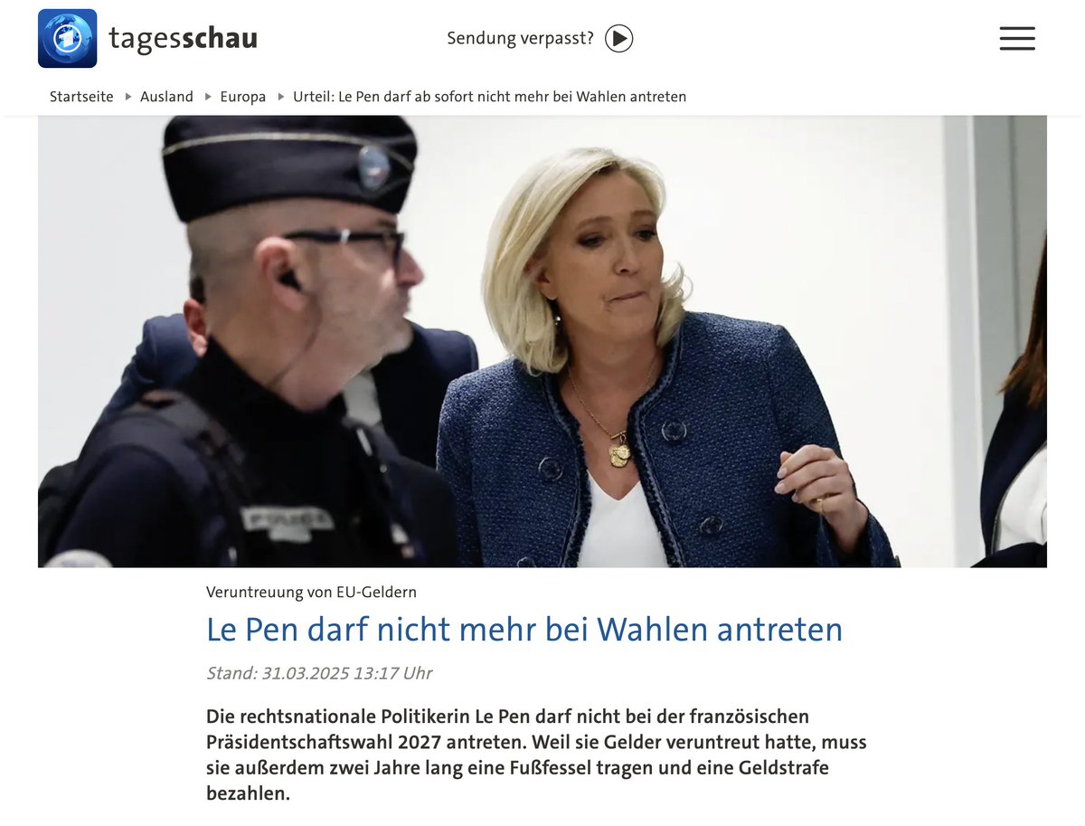 Unseredemokratie™ hat wieder zugeschlagen. Eines ihrer Hauptmerkmale: Keine Gleichheit vor dem Recht mehr. Denn wenn es jetzt heißt, für Veruntreuung müsse man eben in den Bau, dann müssten noch ganz andere in den Bau: Etwa EZB-Präsidentin Christine Lagarde wegen der Duldung von