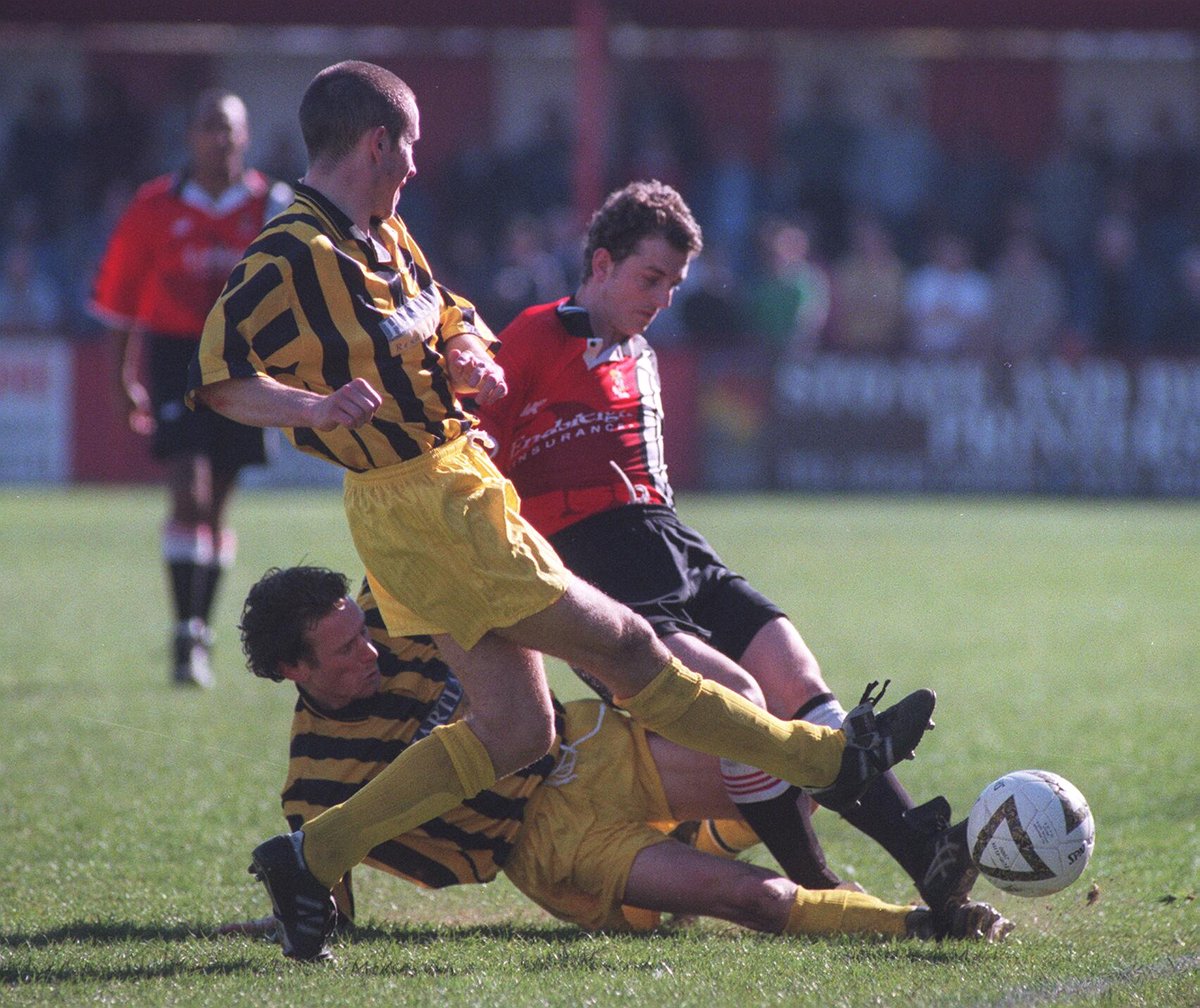 JonPalmerSport's tweet photo. On this day in 1997: Cheltenham Town hit back from a goal down to draw 1-1 with Gloucester City in one of the most highly anticipated matches in Gloucestershire football history. Darren Wright equalised with a header after Dave Webb's opener, in front of 3,005 fans #ctfc https://t.co/DSgVmGTzrQ