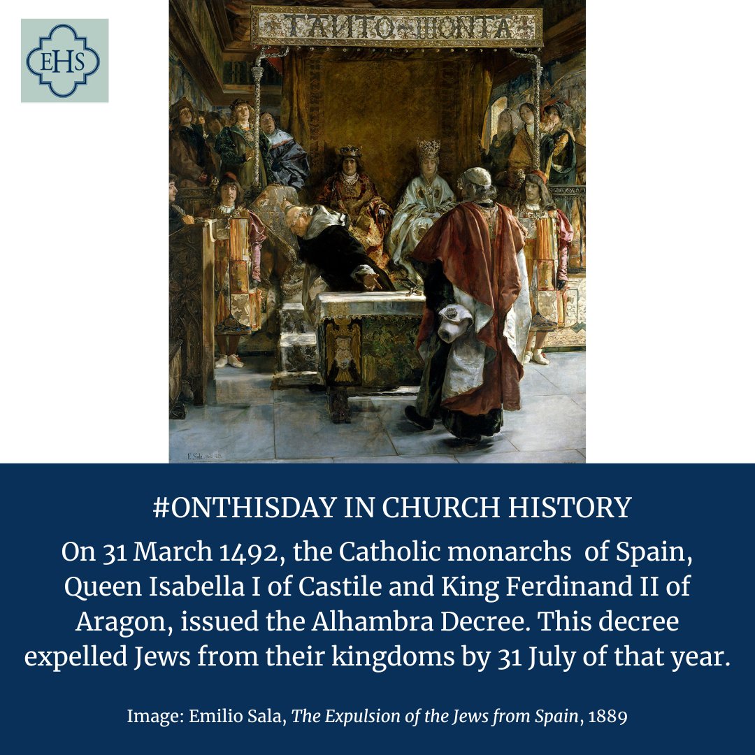 #OnThisDay in 1492, the Catholic monarchs of Spain Isabella I &amp; Ferdinand II issued the Alhambra Decree, expelling Jews from their kingdoms. In 2015, Spain passed a law allowing dual citizenship to Jewish descendants who apply in compensation for these shameful acts.