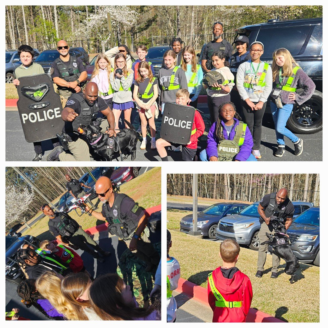 A HUGE thank you to our FCS SWAT team and our new K-9 unit for visiting our Safety Patrol Team! They put on demonstrations, showcased the flying drone, and searched for contraband with K-9 officer, Duckie. What they do every day is impressive! We can't thank them enough!