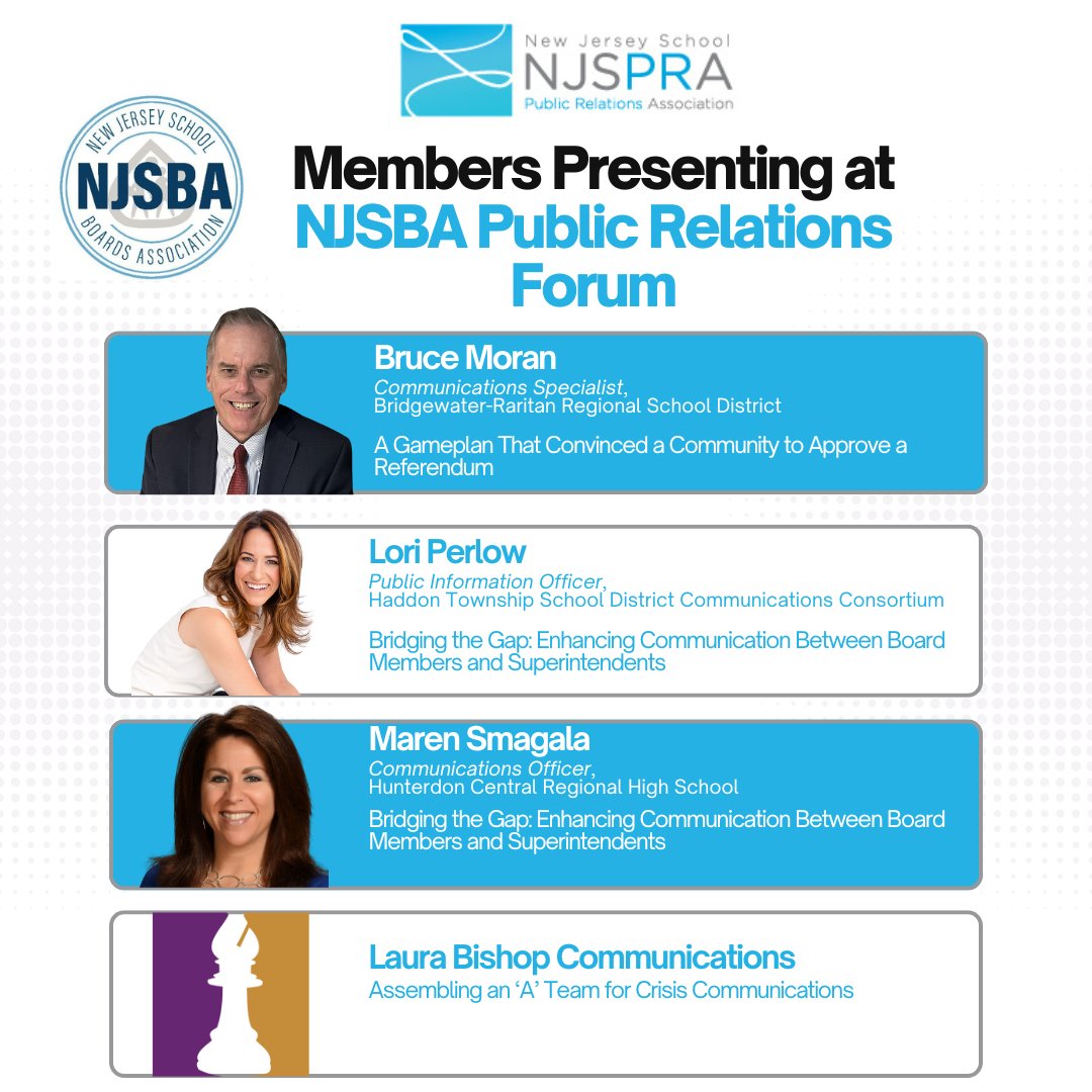 Good luck to all our members presenting at New Jersey School Boards Association's School Public Relations Forum on Friday!