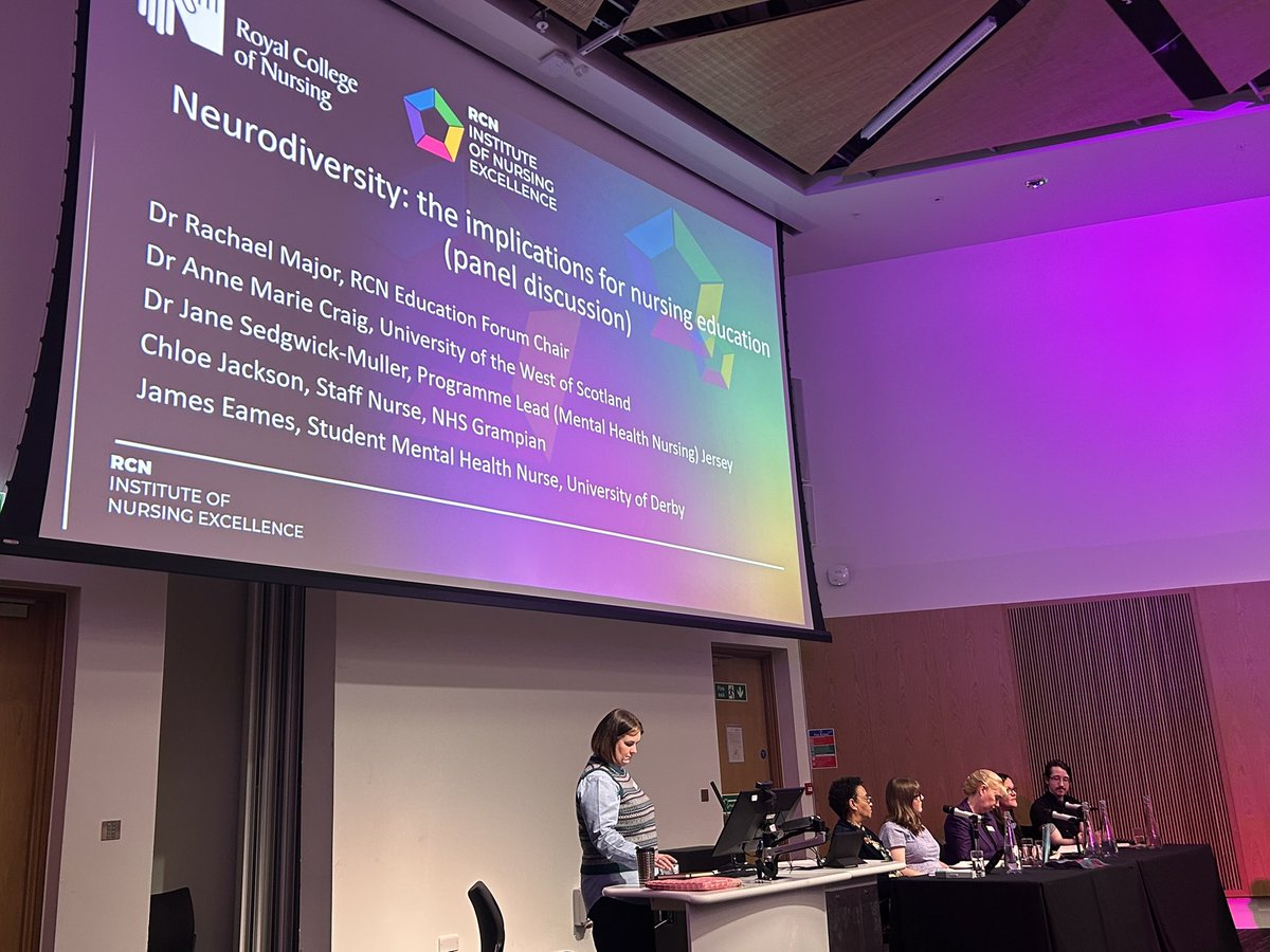 Panel discussion at #ED2025 on neurodiversity chaired by <a href="/rachaelmajor1/">Dr Rachael Major RN 💙</a> discussing neurodiversity within nursing education. Interesting for our ND@QUB group supported by <a href="/QUBSONM/">QUBNursing&Midwifery</a> who are so hugely supportive of our neurodiverse students and staff <a href="/CYPQUB/">QUB_CYP_SONM</a> <a href="/theRCN/">The RCN</a>