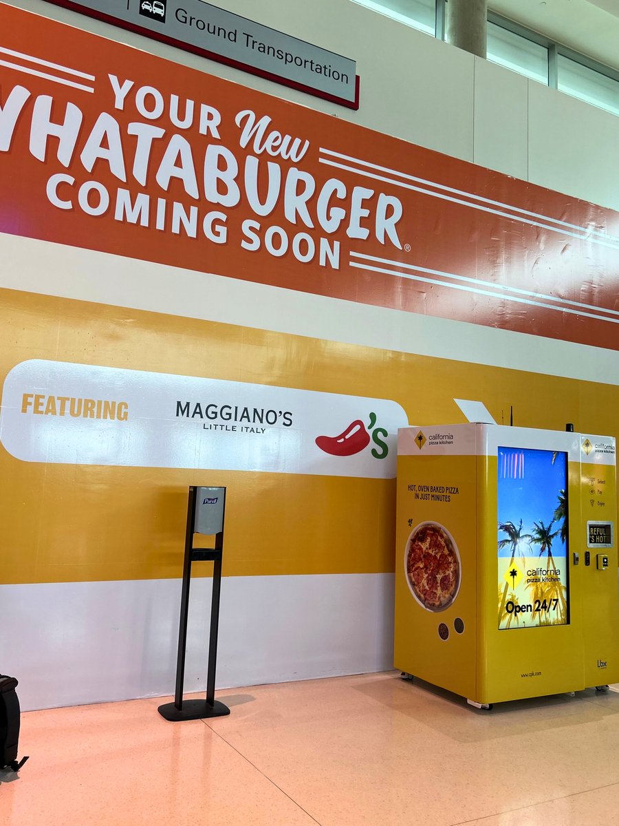 Dallas Love Field Airport (@dallaslovefield) on Twitter photo Introducing the first-ever <a href="/calpizzakitchen/">calpizzakitchen</a> vending machine at an airport! Experience the joy of pizza any time, day or night, even while Campisi's undergoes renovation. 🍕✈️ Introducing the first-ever <a href="/calpizzakitchen/">calpizzakitchen</a> vending machine at an airport! Experience the joy of pizza any time, day or night, even while Campisi's undergoes renovation. 🍕✈️
