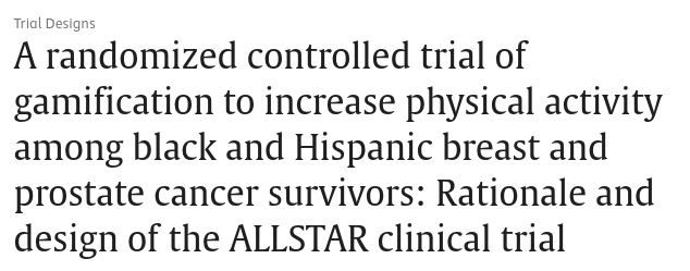Penn Cardiology (@penncardiology) on Twitter photo The #ALLSTARTrial explores gamification to boost physical activity in Black & Hispanic breast & #prostatecancer survivors.
Read about it here 👉 spr.ly/6010FHO7q
#HealthEquity <a href="/PennThalheimer/">The Penn Thalheimer Center for Cardio-Oncology</a> <a href="/kevin_volpp/">Kevin Volpp</a> @ACFanaroff The #ALLSTARTrial explores gamification to boost physical activity in Black & Hispanic breast & #prostatecancer survivors.
Read about it here 👉 spr.ly/6010FHO7q
#HealthEquity <a href="/PennThalheimer/">The Penn Thalheimer Center for Cardio-Oncology</a> <a href="/kevin_volpp/">Kevin Volpp</a> @ACFanaroff