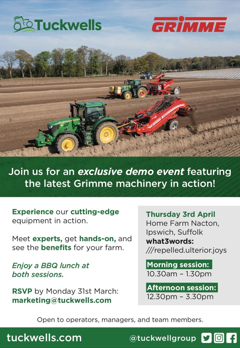 Weather looks set fair to see the latest Grimme machinery ⁦<a href="/HomeFarmNacton/">Home Farm (Nacton)</a>⁩ this week. ⁦<a href="/TuckwellGroup/">Tuckwells</a>⁩