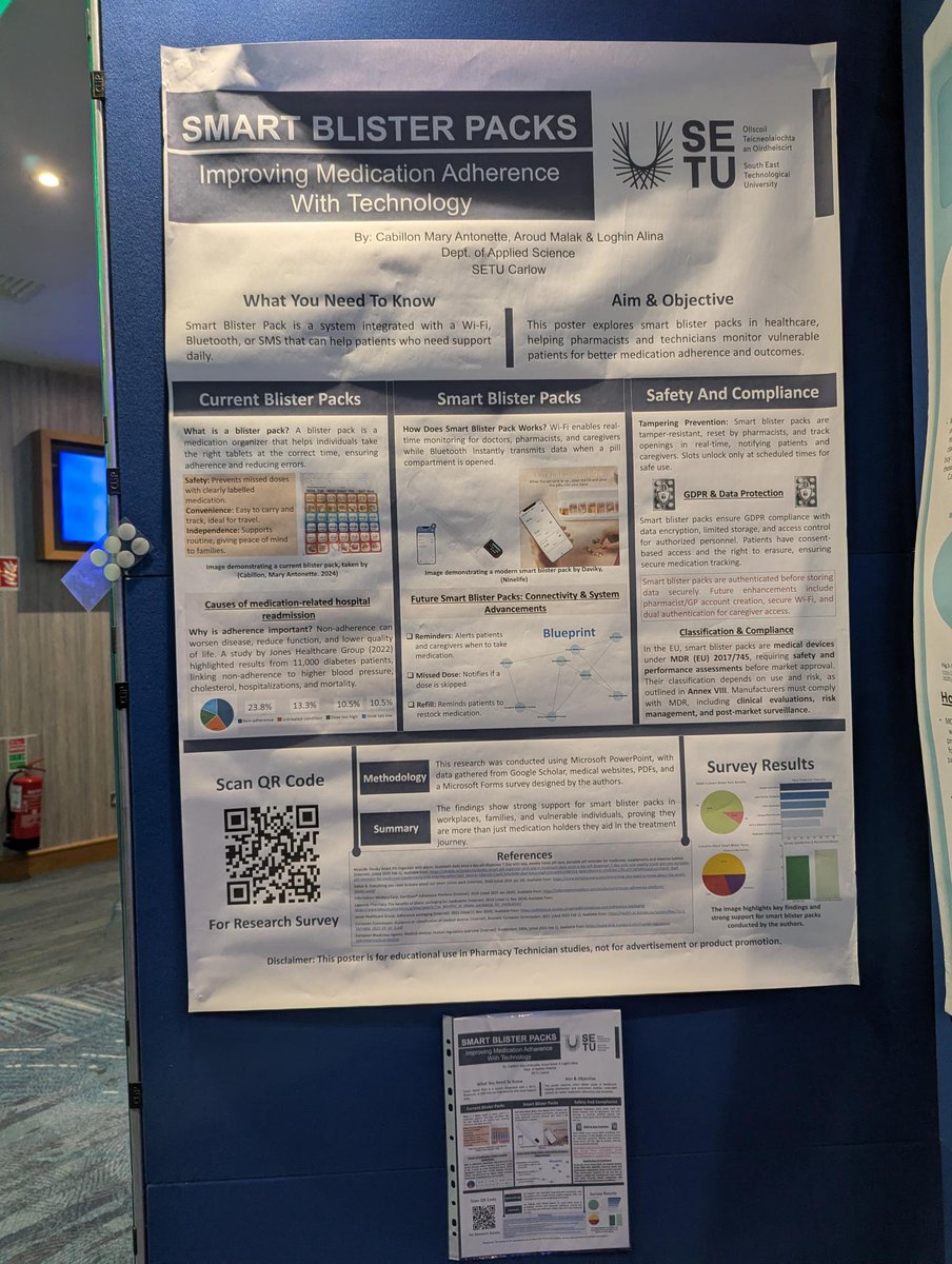 SETU_CWScience's tweet image. Well done to our second year students for bringing their research posters to @nahpt conference 2025! You did us proud! Delighted to be invited to bring our first years also, great to see the variety of roles across the country #PharmacyTechnician #NAHPT2025 @setuireland