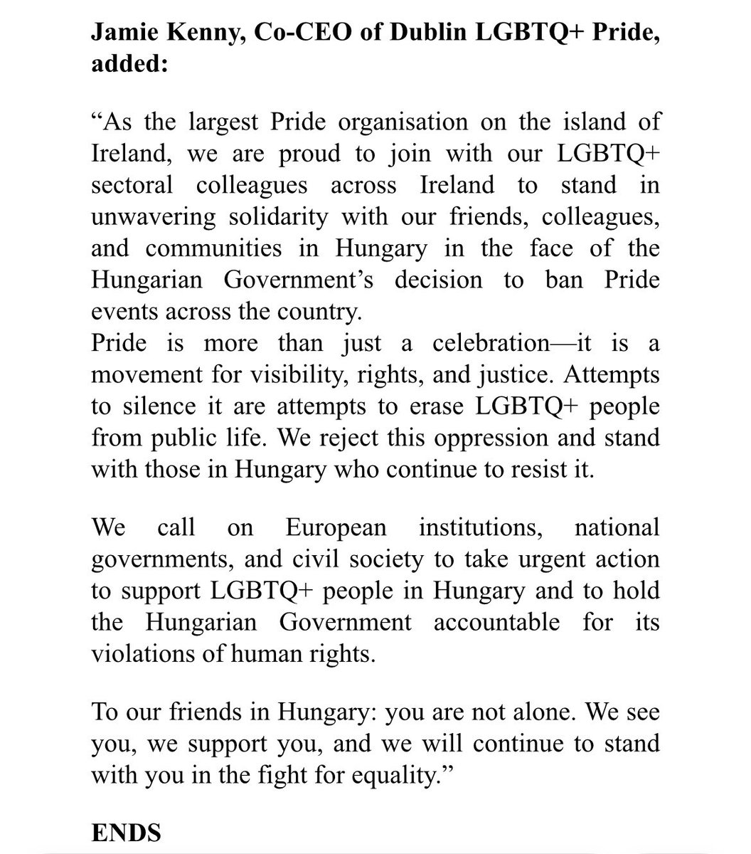 The <a href="/nxfie/">NXF</a> and our 🏳️‍🌈 colleagues have released the following statement in relation to the shameful
attempt by Orban’s far right regime in Hungary to ban Pride. 

A move that is straight out of the Kremlin playbook. 

Concrete actions must follow 🇪🇺