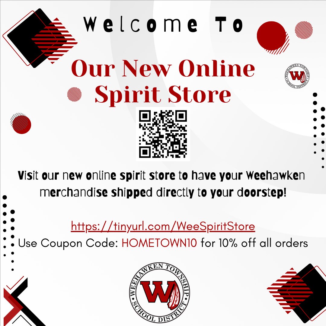 Weehawken Schools (@weehawkentsd) on Twitter photo Check out our new online Spirit Store!
tinyurl.com/WeeSpiritStore
<a href="/EricCrespoEDU/">Eric Crespo</a> <a href="/FAmato53/">Francesca Amato</a> <a href="/al_orecchio/">Al Orecchio</a> <a href="/RobFerullo4/">Robert Ferullo</a> <a href="/StefanieCirill1/">Stefanie Cirillo</a> <a href="/SuzanneMera/">Mrs. Mera</a> <a href="/DeStefanoEDU/">Dr. Nicholas DeStefano</a> <a href="/MrsCullinane/">Jacqueline Cullinane</a> <a href="/bcalligy/">Brian Calligy</a> <a href="/BriannaReganEDU/">Brianna Regan</a> <a href="/JColasurdoEDU/">Jillian Colasurdo</a> <a href="/WHSAthletics53/">Brian Fischer</a> <a href="/gioahmad/">Gio Ahmad</a> Check out our new online Spirit Store!
tinyurl.com/WeeSpiritStore
<a href="/EricCrespoEDU/">Eric Crespo</a> <a href="/FAmato53/">Francesca Amato</a> <a href="/al_orecchio/">Al Orecchio</a> <a href="/RobFerullo4/">Robert Ferullo</a> <a href="/StefanieCirill1/">Stefanie Cirillo</a> <a href="/SuzanneMera/">Mrs. Mera</a> <a href="/DeStefanoEDU/">Dr. Nicholas DeStefano</a> <a href="/MrsCullinane/">Jacqueline Cullinane</a> <a href="/bcalligy/">Brian Calligy</a> <a href="/BriannaReganEDU/">Brianna Regan</a> <a href="/JColasurdoEDU/">Jillian Colasurdo</a> <a href="/WHSAthletics53/">Brian Fischer</a> <a href="/gioahmad/">Gio Ahmad</a>