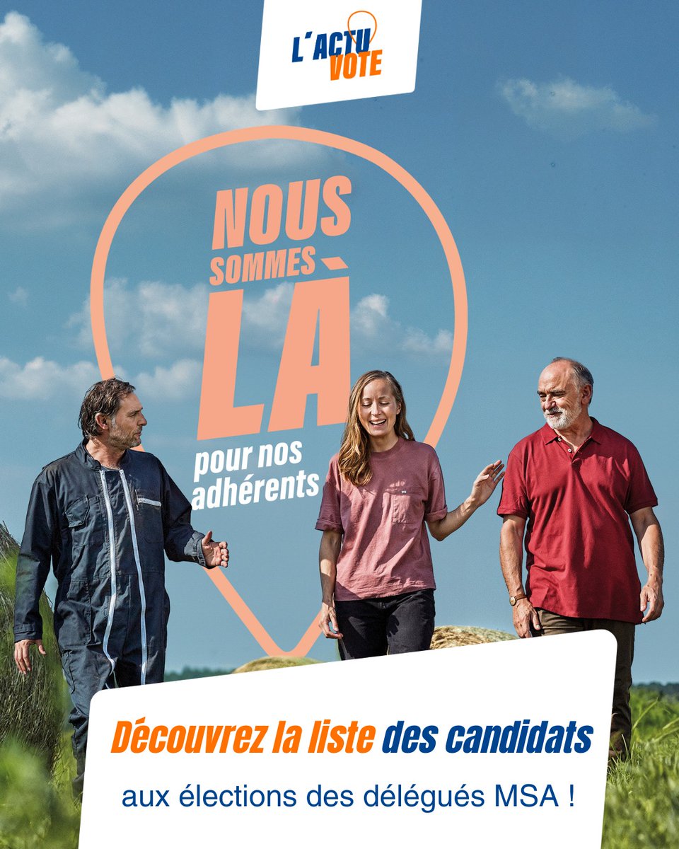 📢 La liste officielle des candidats aux élections des délégués MSA 2025 est enfin disponible ‼️
👉 Consultez la liste des candidats sur grandsud.msa.fr/.../elections-…
📆Du  5 au 16 mai 2025, votez pour les candidats de la liste « JA / FNSEA »🔴🟢
