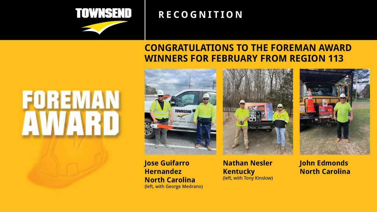 TownsendTreeSvc's tweet image. #DYK that @TownsendTreeSvc recognizes #winners of its Foreman Awards for #safety each month? #corevalue #safetyfirst