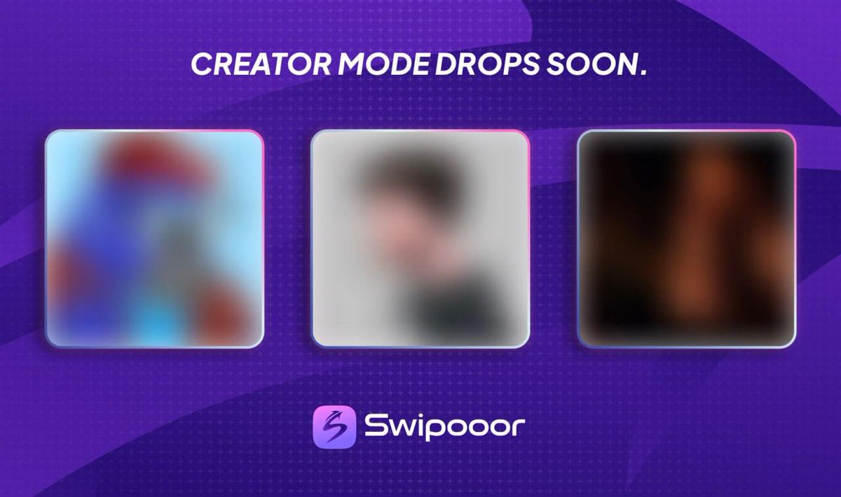 swipooor's tweet image. A new mode is dropping on Swipooor, and this time, it’s personal.
With Creator Mode, you can now go head-to-head with your favorite creators!
Get ready to swipe, choose your picks, and stack those W’s soon!