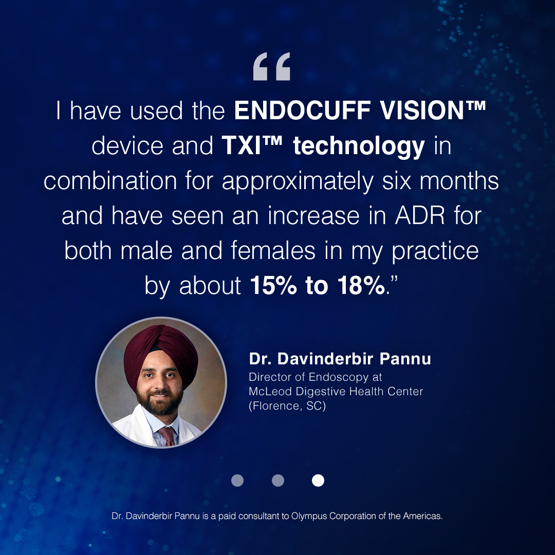 Olympus Medical Americas (@olympusmedus) on Twitter photo Hear from Dr. Davinderbir Pannu of <a href="/McLeodHealth/">McLeod Health</a> as he shares about his experience using the ENDOCUFF VISION™ device and TXI™ technology during colonoscopy. spkl.io/6012fQ4ja #ColorectalCancerAwarenessMonth Hear from Dr. Davinderbir Pannu of <a href="/McLeodHealth/">McLeod Health</a> as he shares about his experience using the ENDOCUFF VISION™ device and TXI™ technology during colonoscopy. spkl.io/6012fQ4ja #ColorectalCancerAwarenessMonth