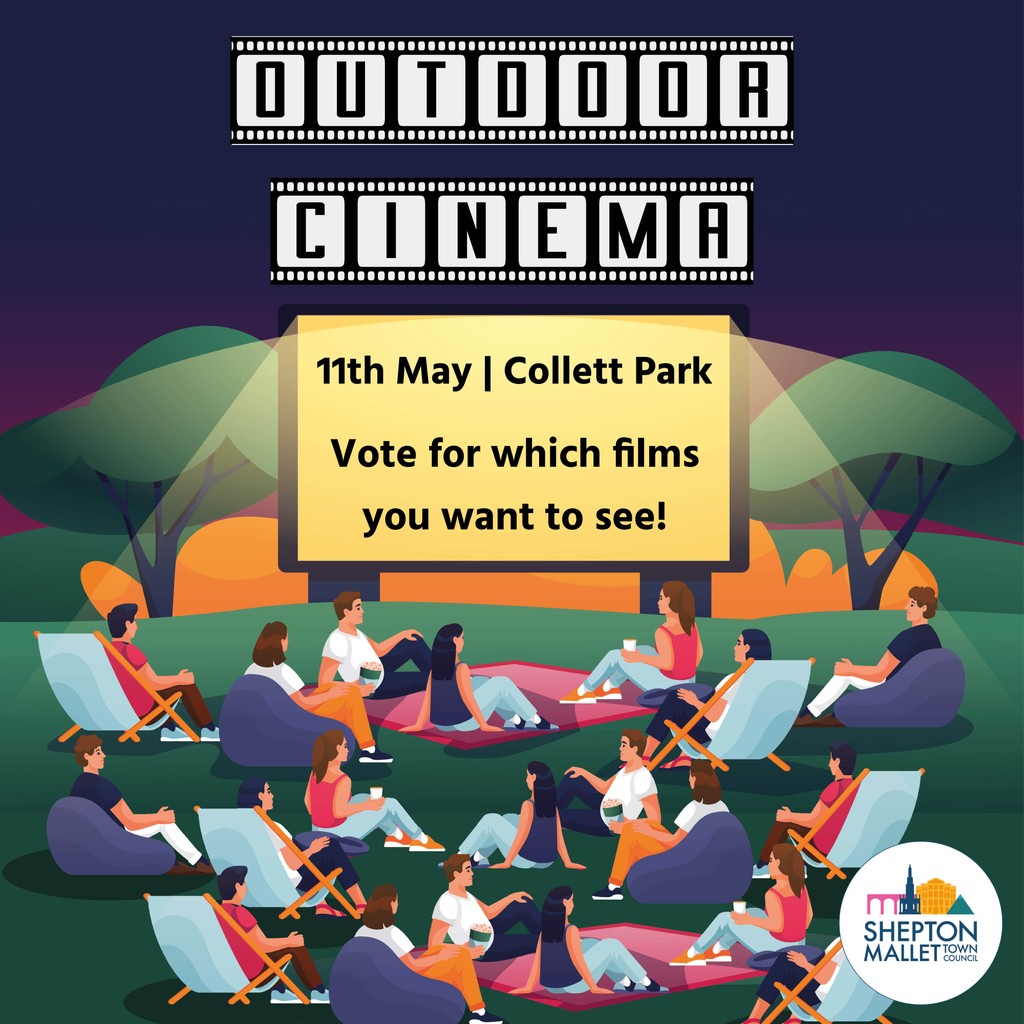 Join Shepton Mallet Town Council in Collett Park for a free outdoor cinema experience, suitable for all the family. 🎬

𝐕𝐨𝐭𝐞 𝐟𝐨𝐫 𝐰𝐡𝐢𝐜𝐡 𝐟𝐢𝐥𝐦𝐬 𝐲𝐨𝐮 𝐰𝐚𝐧𝐭 𝐡𝐞𝐫𝐞: helloshepton.com/.../fetes-fair…