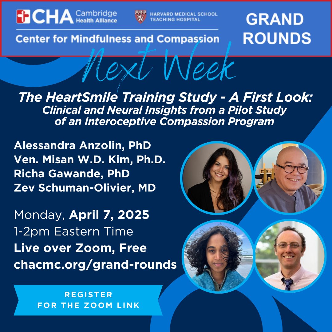 Can training your heart help your brain? 🧠💗
NEXT WEEK 4/7, 1–2pm ET, live over Zoom, CMC Grand Rounds on HeartSmile Training — a compassion-based program with new insights on depression, interoception &amp; EEG. 🔗 Register at chacmc.org/grand-rounds

#Neuroscience #MentalHealth