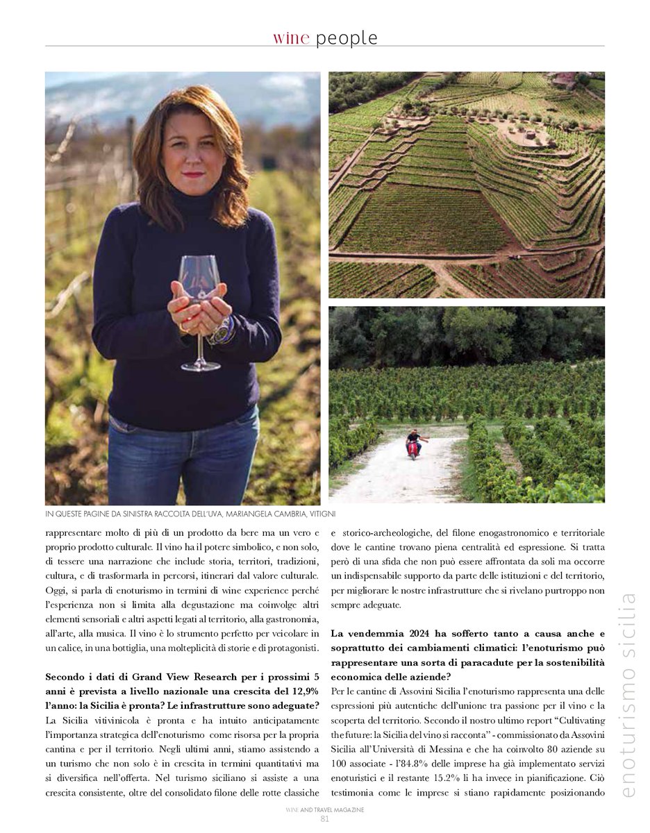 Speciale enoturismo e Sicilia su Wine and Travel Magazine. L'intervista di Sarah Donzuso alla presidente Mariangela Cambria
