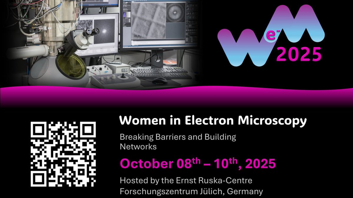 🔬✨ Women in Electron Microscopy (WeM) is back! 
Join us on Oct 8-10 at <a href="/fz_juelich/">Forschungszentrum Jülich | @fzj@social.fz-juelich</a> in Jülich, Germany, to connect with peers, mentors, and innovators. Let’s foster a more inclusive and diverse microscopy community!

📅 Register: lnkd.in/ekxYkiqd