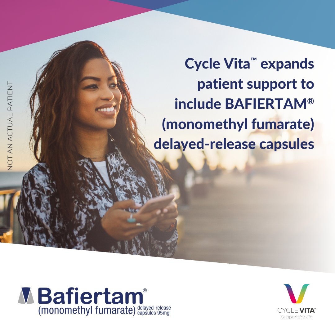 We are pleased to announce that Cycle Vita™ is now available with BAFIERTAM® (monomethyl fumarate) delayed-release capsules.

Read more here: cyclepharma.com/news/bafiertam…
