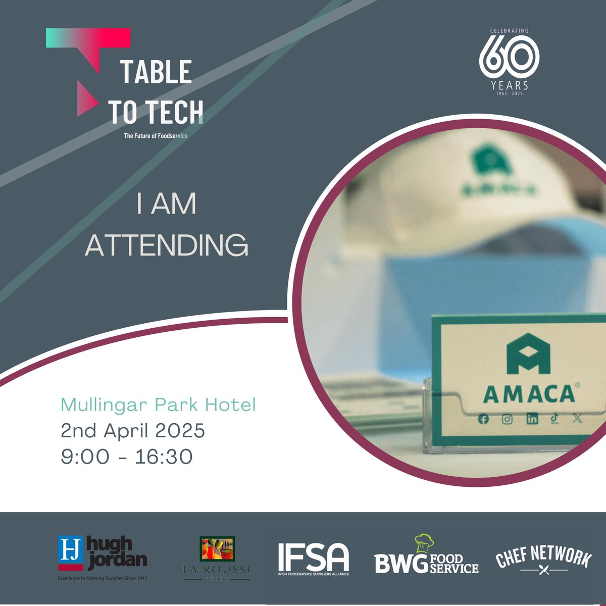 AmacaSolutions's tweet image. AMACA at Table to Tech 2025!

We’ll be at Table to Tech on April 2nd at Mullingar Park Hotel—showcasing how AMACA makes a real difference in the kitchen. Come check it out!

📍 Mullingar Park Hotel
📅 April 2, 2025
⏰ 9:00 - 16:30

#amacasolutions #tabletotech #tabletotech2025