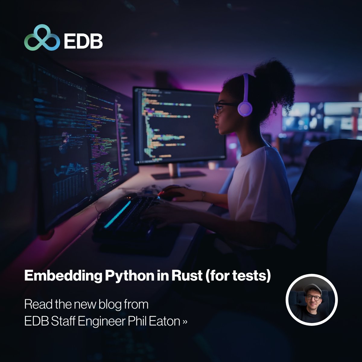 EDBPostgres's tweet image. Testing #Rust with #Python? #PyO3 makes it easy to embed Python in Rust, call Rust functions from Python, and handle dynamic types. EDB’s Phil Eaton walks through building a Rust test runner with an embedded Python interpreter in this technical blog👉 bit.ly/3Xm9dq7