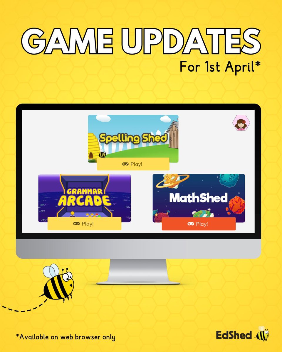 🤩🥳🎮 The EdShed team is excited for the first day of April. They've been fooling around with some potential game updates. 

🌟 Please encourage your pupils to have a go on Spelling Shed, Grammar Arcade and MathShed's Squirrel Scurry tomorrow morning.

❓What do they think?