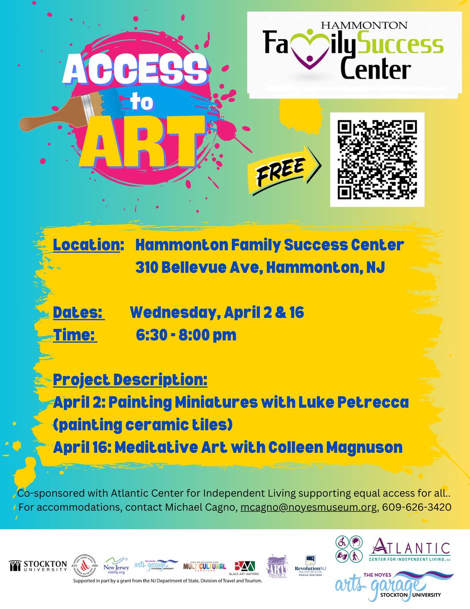 Don't miss these FREE art workshops! 🎨

🎟️ zeffy.com/ticketing/apri…

All are welcome for these introductory artist-led workshops where participants are guided to create a finished piece each night.

WEDNESDAY, April 2: Painting Miniatures with teaching artist Luke Petrecca 🖌️