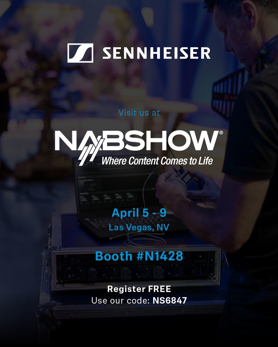 Sennheiser's tweet image. See you this weekend @NABShow where we’ll be unveiling a new product which *might be* a #broadcast #microphone 😏

Stop by the Sennheiser Group booth #N1428 in the North Hall to view end-to-end audio solutions.

Check out a preview ➡️ urlr.me/923vVm