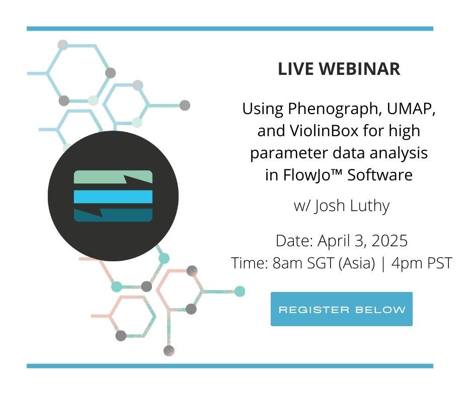 Sign up for our free webinar, Using Phenograph, UMAP and ViolinBox for high parameter data analysis in FlowJo™ Software, Thursday, April 3rd at 8am SGT (Asia) | 4pm PST!
hubs.la/Q03bC4SD0

#flowjo #BDBiosciences