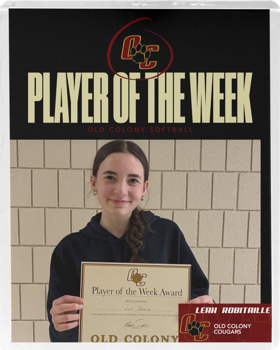 Congratulations to our first Spring Player of the Week Leah Robitaille of the Cougar Softball Team!
