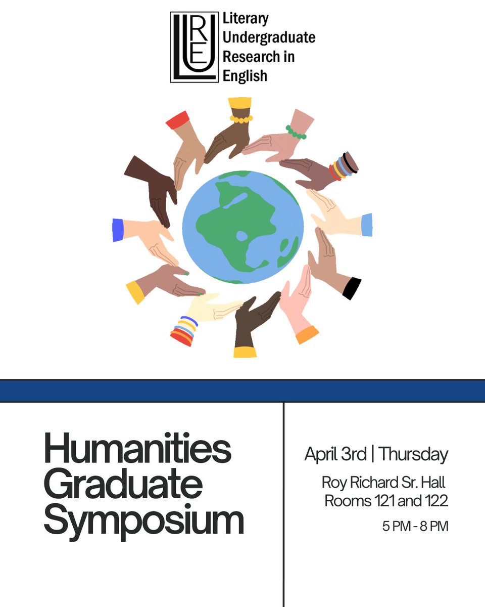 The School of Humanities is celebrating graduate research at UWG, including research in Creative Writing, Museum Studies, Literature, History, and Public History. Join us on Thursday, April 3rd, in rooms 121 and 122 at Roy Richard Sr. Hall from 5 to 8 PM! #LURejournal #gowest