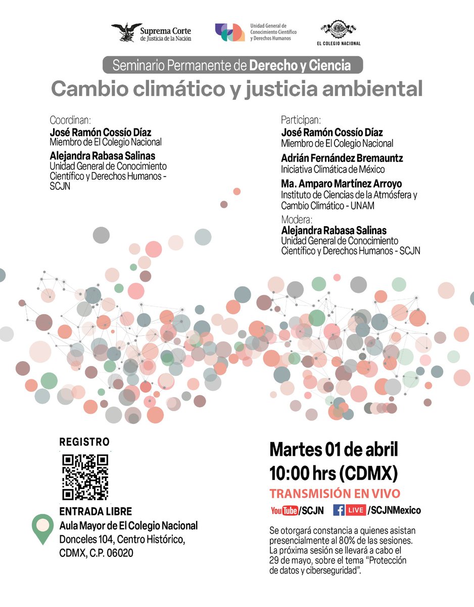 SUSMAI UNAM (@susmai_unam) on Twitter photo 📢 Extendemos la invitación al Seminario Permanente de Derecho y Ciencia "Cambio climático y justicia ambiental" de la Unidad General de Conocimiento Científico y Derechos Humanos de la <a href="/SCJN/">Suprema Corte</a> y el <a href="/ColegioNal_mx/">El Colegio Nacional</a>, ¡no te lo pierdas! ⚖️ 📢 Extendemos la invitación al Seminario Permanente de Derecho y Ciencia "Cambio climático y justicia ambiental" de la Unidad General de Conocimiento Científico y Derechos Humanos de la <a href="/SCJN/">Suprema Corte</a> y el <a href="/ColegioNal_mx/">El Colegio Nacional</a>, ¡no te lo pierdas! ⚖️