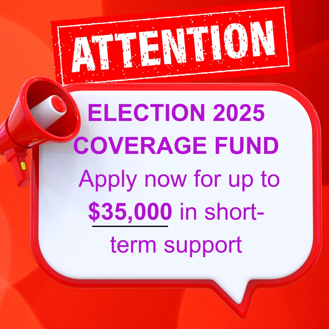 A short-term fund has just been launched to support election coverage.

Up to $35,000 per outlet/journalist.

Apply now: michenerawards.ca/election-2025-…

#cdnmedia  #journalism  #Election2025