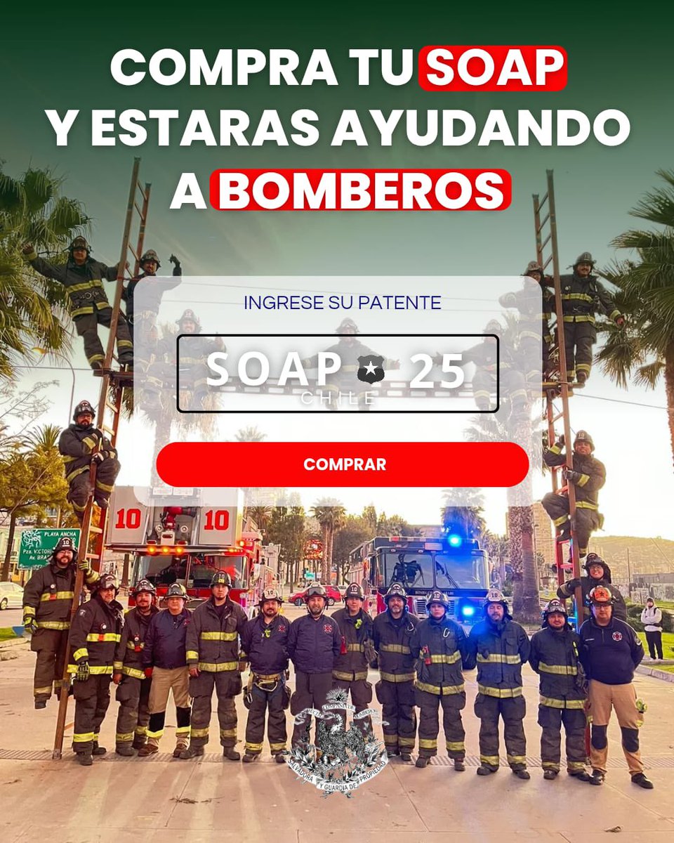 SOAP 🚙 |  Te recordamos, que al comprar tu Seguro Obligatorio para vehículos, puedes realizar una donación a nuestra
Compañía de Bomberos.