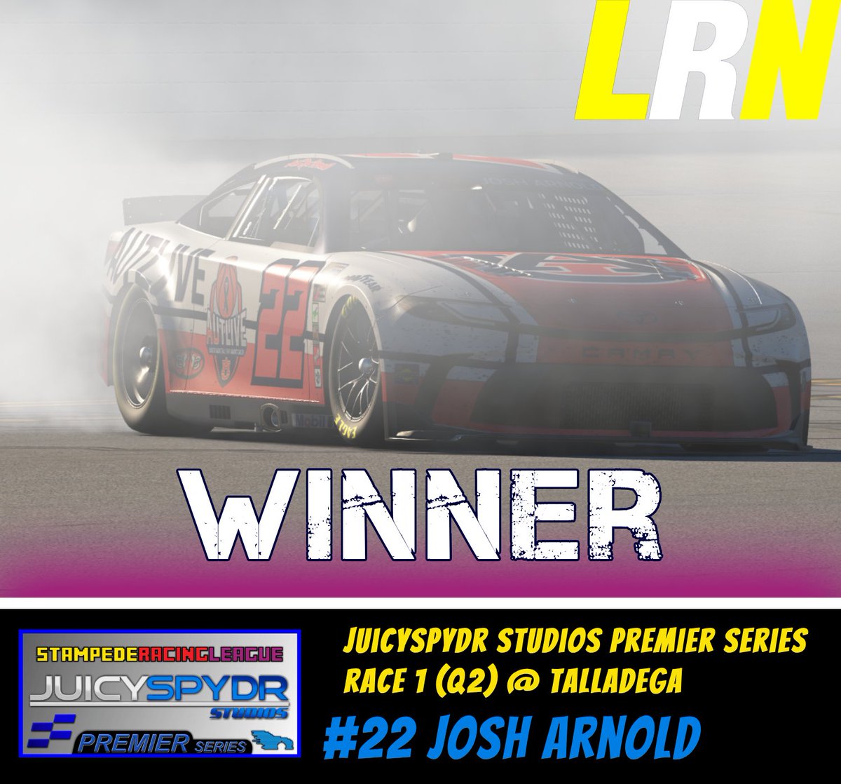 Last night Josh Arnold picked up the first Q2 win of the JuicySpyder Studios Premier Series @ Talladega!