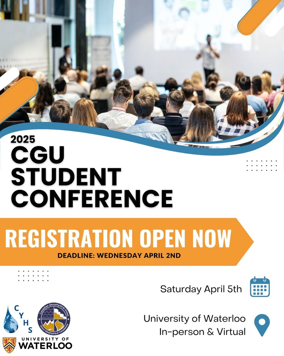 Canadian YHS (@canadianyhs) on Twitter photo The <a href="/CGU_UGC/">CGU</a>  student conference is just around the corner! Register here: forms.gle/LUYc5B1qJiY1Qg… to join us online or in person. For more conference details, visit: docs.google.com/document/d/1Jj… 
#hydrology #biogeosciences #geodesy #solidearth #research #conference The <a href="/CGU_UGC/">CGU</a>  student conference is just around the corner! Register here: forms.gle/LUYc5B1qJiY1Qg… to join us online or in person. For more conference details, visit: docs.google.com/document/d/1Jj… 
#hydrology #biogeosciences #geodesy #solidearth #research #conference