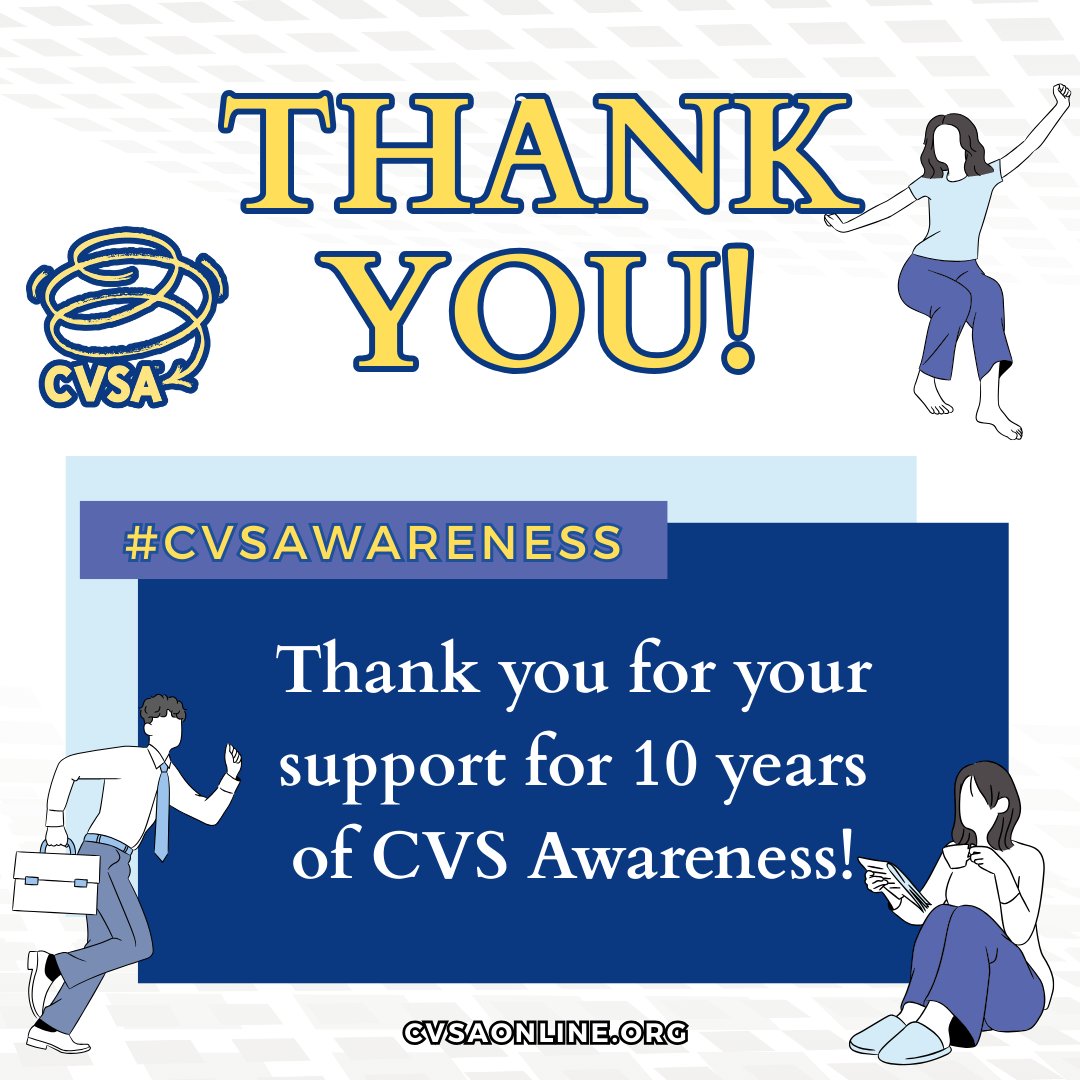 Thank you for celebrating 10 years of International CVS Awareness Day with us! We also want to thank and express our gratitude to all who joined our Hope in Motion event, helping raise awareness and inspire hope.
charityfootprints.com/CVSAHopeinMoti…
#CVSAwareness #CVSHopeInMotion