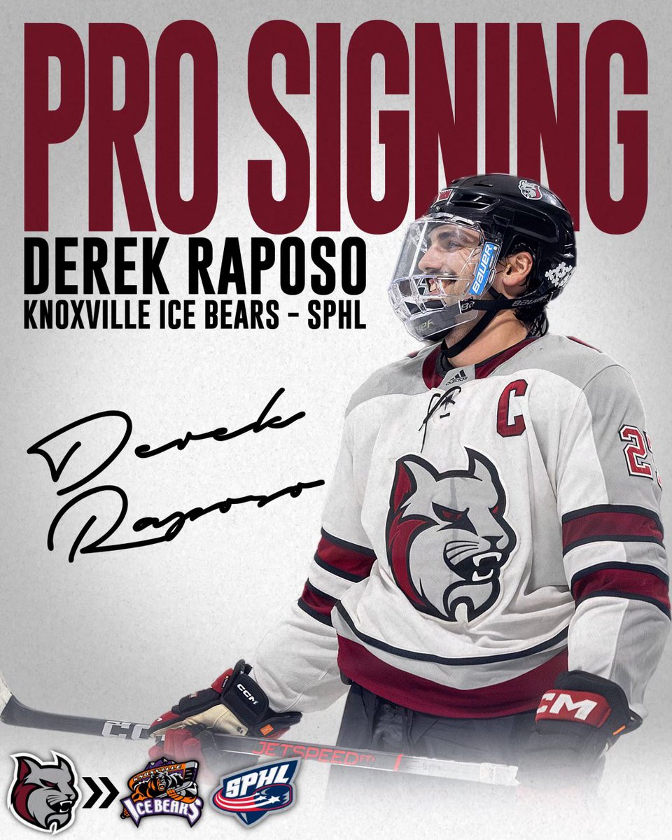 AMC_M_Hockey's tweet photo. @goAMCATS Captain #27 Derek Raposo began his pro career last week after being named the @mascacsports Defensive Player of The Year! @goannamaria @DIIIHockeyNews @USCHO https://t.co/AJsxdIvwSm