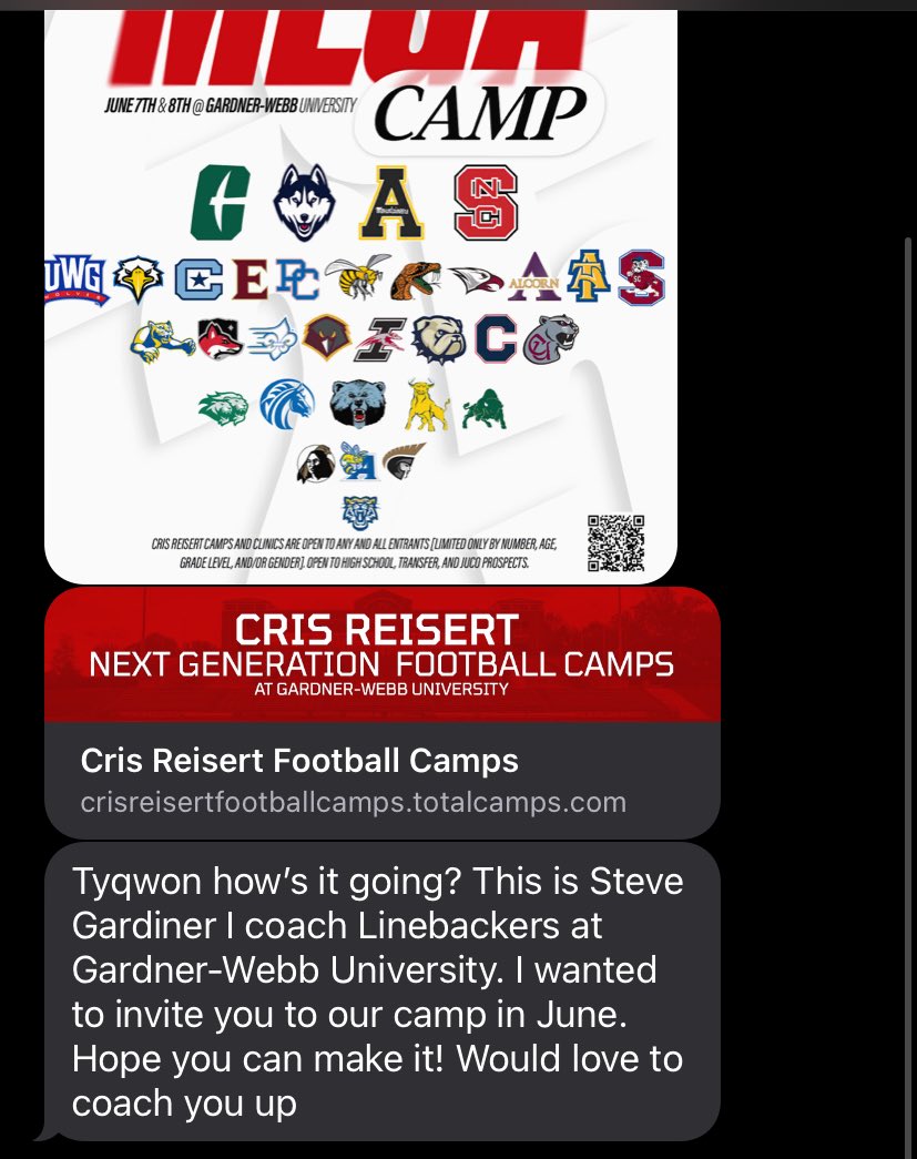 Thank you Gardner-Webb for the camp invite I will definitely be looking forward to attending 🙏