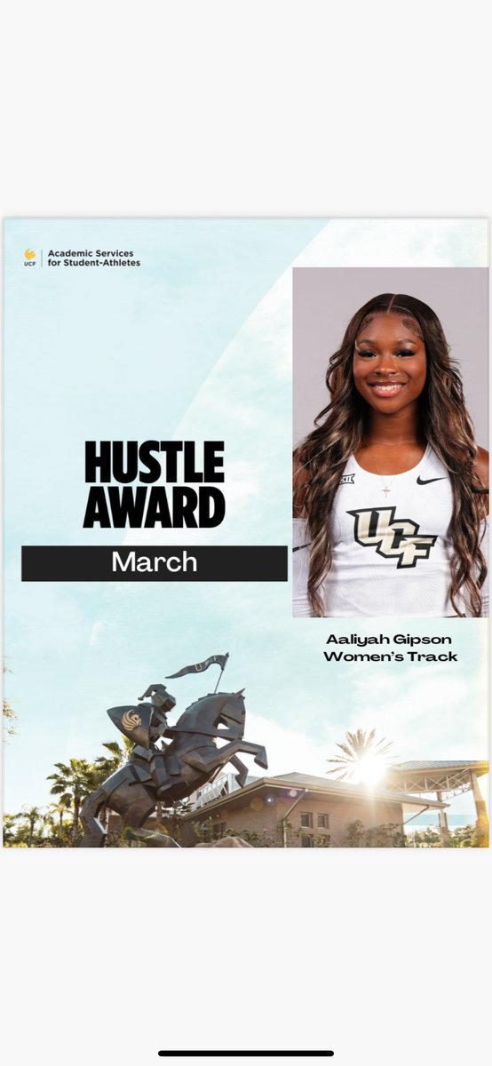 Congratulations to our Scholar Athletes of the Month, Kendall Hughes (<a href="/UCF_Track/">UCF Track & Field/XC</a>) &amp; Dominic Castellano (<a href="/UCF_Baseball/">UCF Baseball</a>)!

Additional congratulations to our Hustle Award winner, Aaliyah Gipson (<a href="/UCF_Track/">UCF Track & Field/XC</a> )!