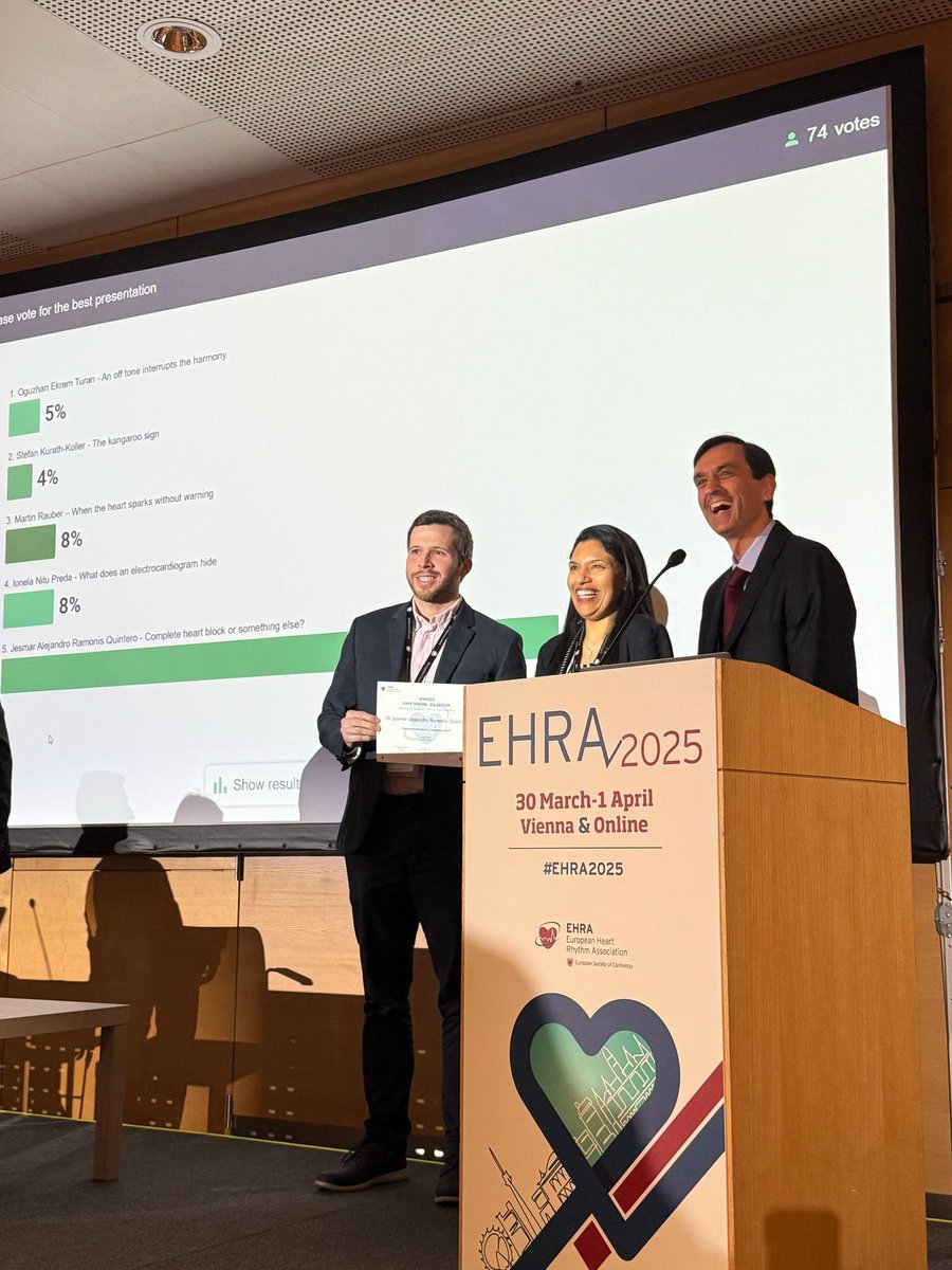 Cardiologia HGU Dr.Balmis de Alicante (@cardiohgua) on Twitter photo El Dr. Jesmar Ramonis, de la Unidad de Arritmias de <a href="/cardioHGUA/">Cardiologia HGU Dr.Balmis de Alicante</a> <a href="/GVAsalualicante/">GVADptoSaludAlicante</a> primer premio en la Sesión de trazados ECG del European Heart Rhythm Association #EHRA Congress en Viena El Dr. Jesmar Ramonis, de la Unidad de Arritmias de <a href="/cardioHGUA/">Cardiologia HGU Dr.Balmis de Alicante</a> <a href="/GVAsalualicante/">GVADptoSaludAlicante</a> primer premio en la Sesión de trazados ECG del European Heart Rhythm Association #EHRA Congress en Viena